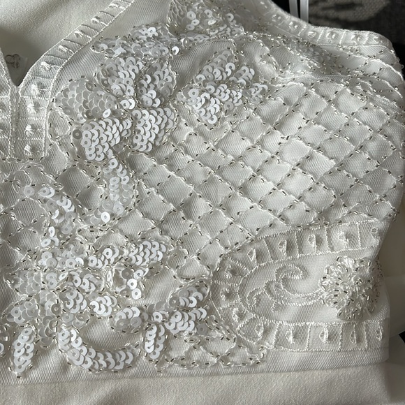 NWOT | LULU'S White Memorable Occasion Beaded Sequin Jumpsuit | Sz L - Picture 6 of 6